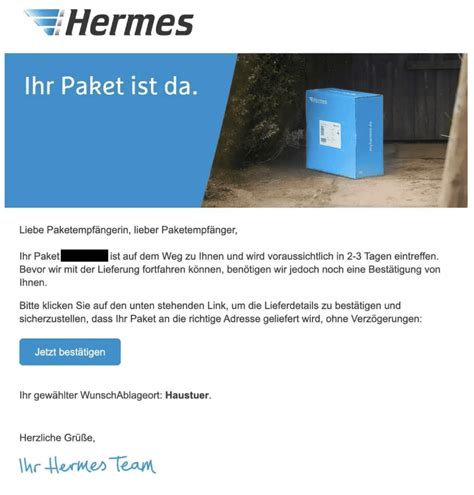 hermes phishing mail betrug.